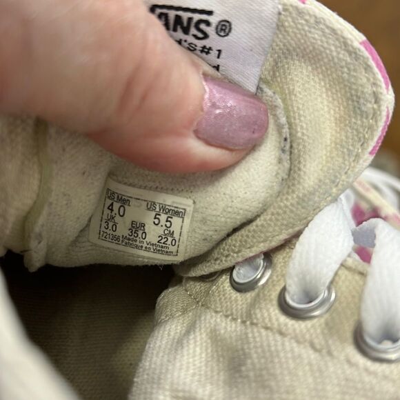 Vans Off The Wall Hightop Pink Checkerboard W5.5 - Picture 3 of 7